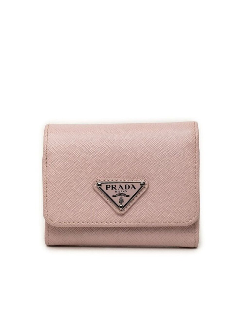Prada Saffiano Trifold Wallet Light Pink Leather